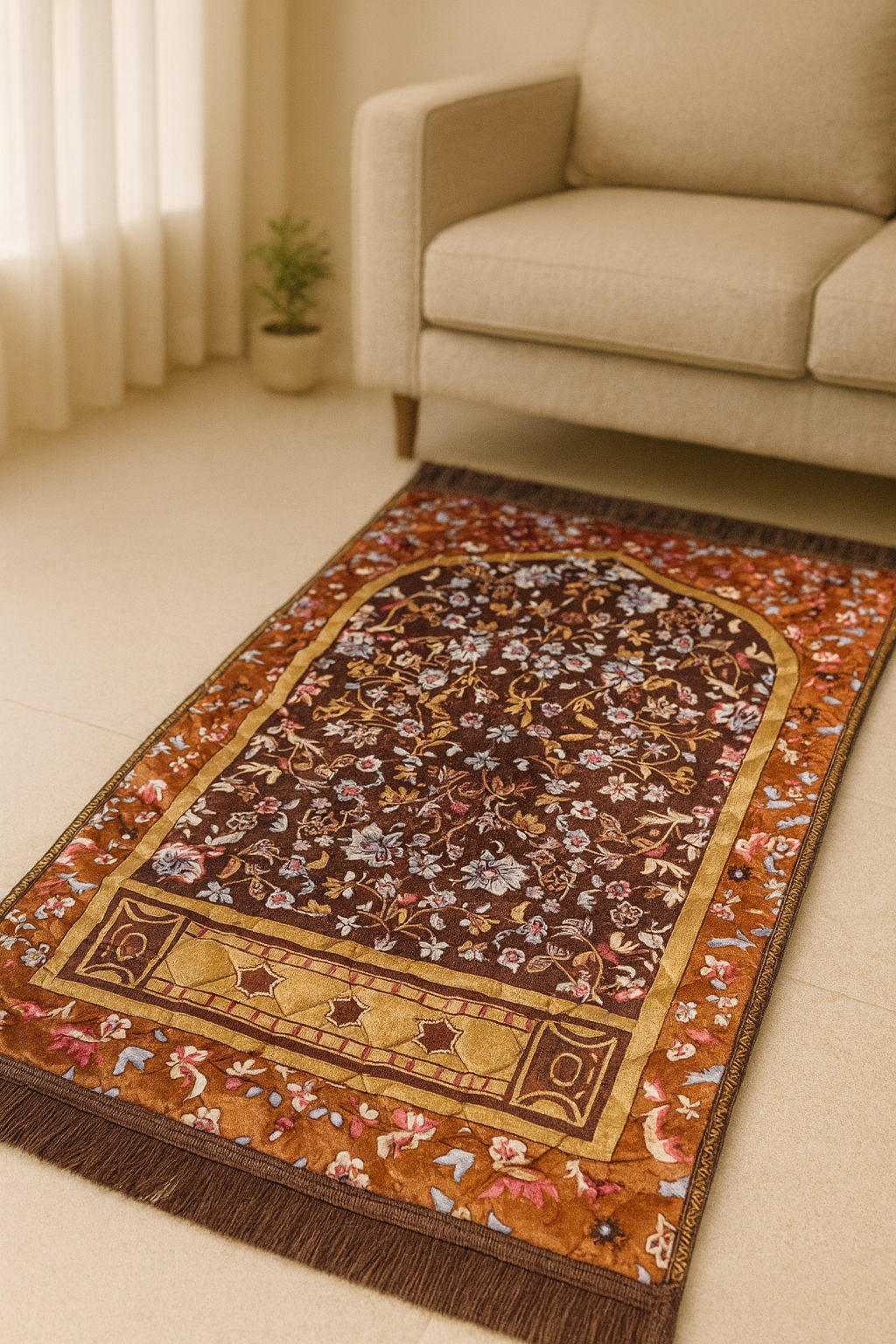 Premium Double Padded Prayer Mat – Floral Multi-Color