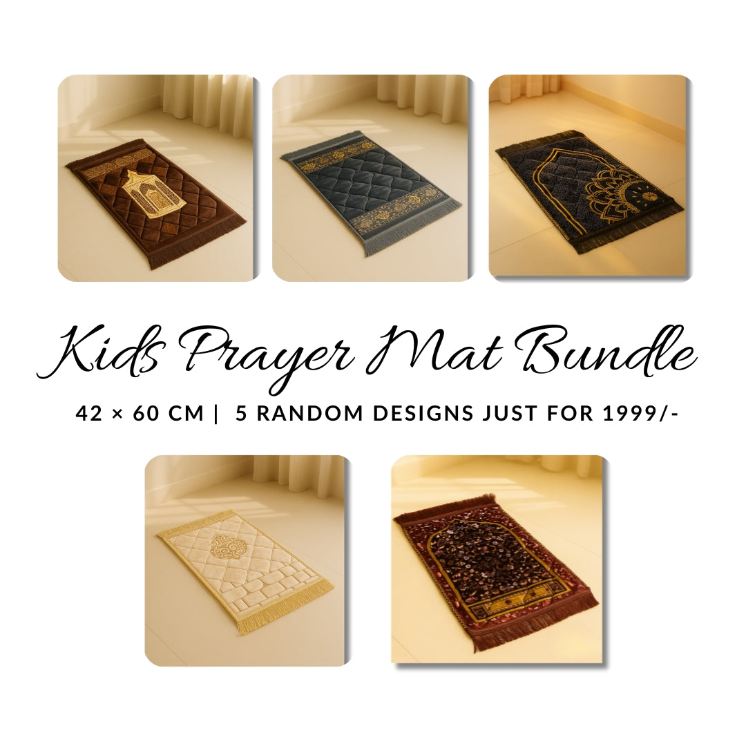 PACK OF 5 – KIDS PRAYER MAT BUNDLE (Random Colors)