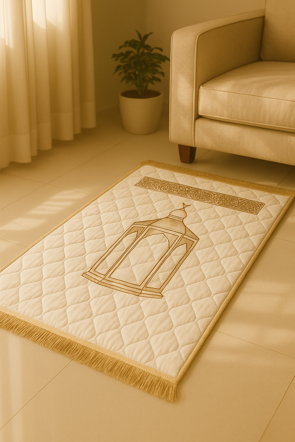 Premium Double Padded Prayer Mat – Cream