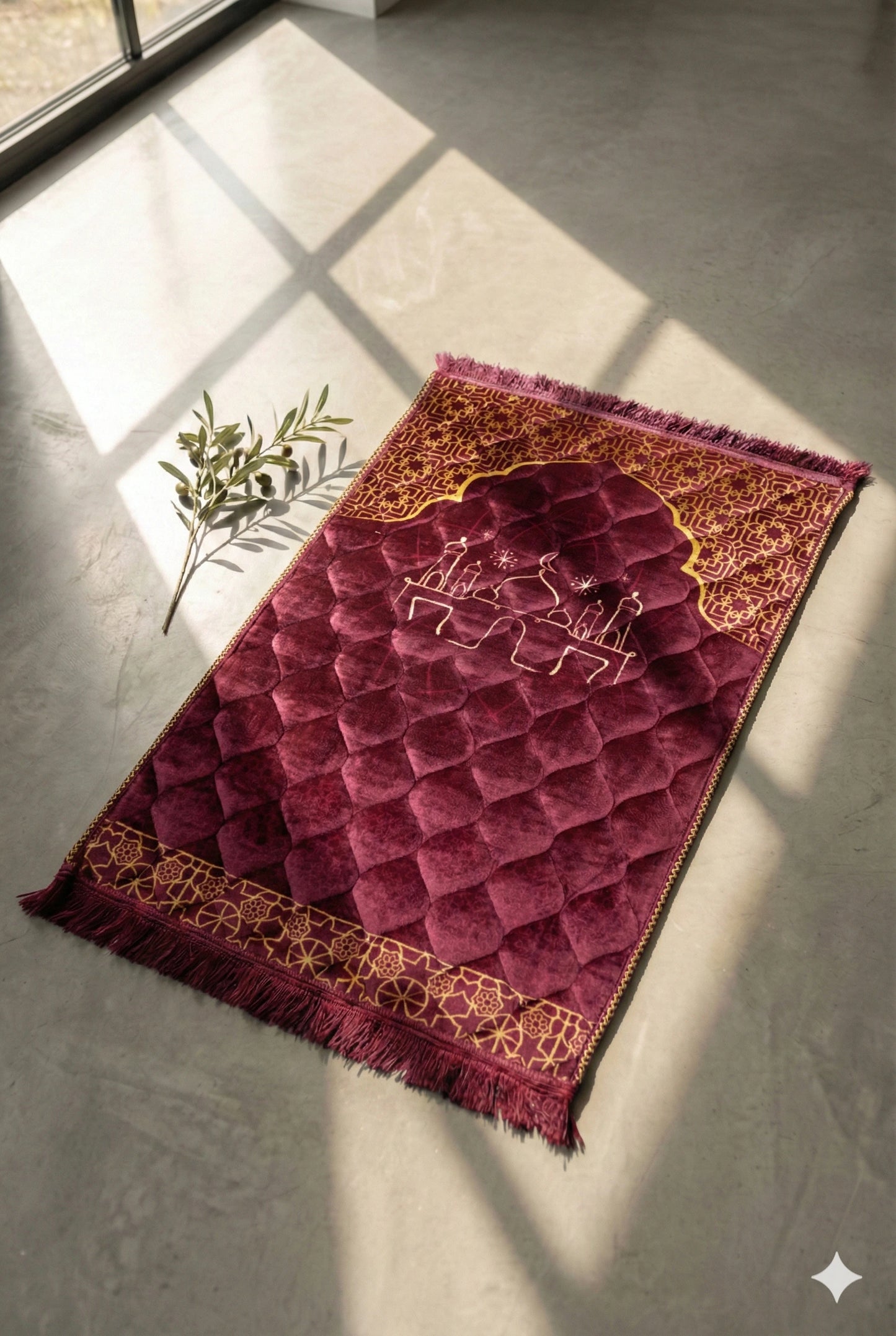 Al-Ihsan Edition Maroon Mosque Quilted Prayer Mat