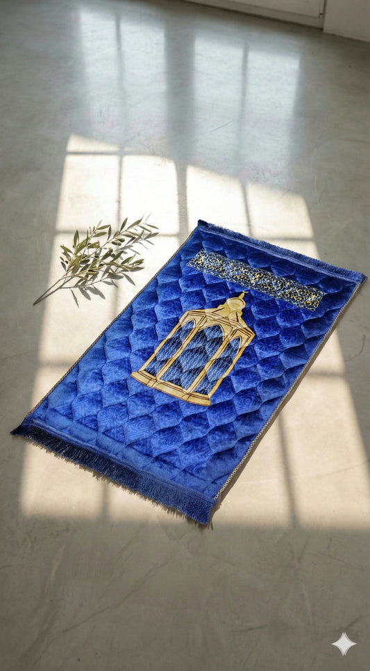 Al-Ihsan Edition Royal Blue Geometric Quilted Prayer Mat