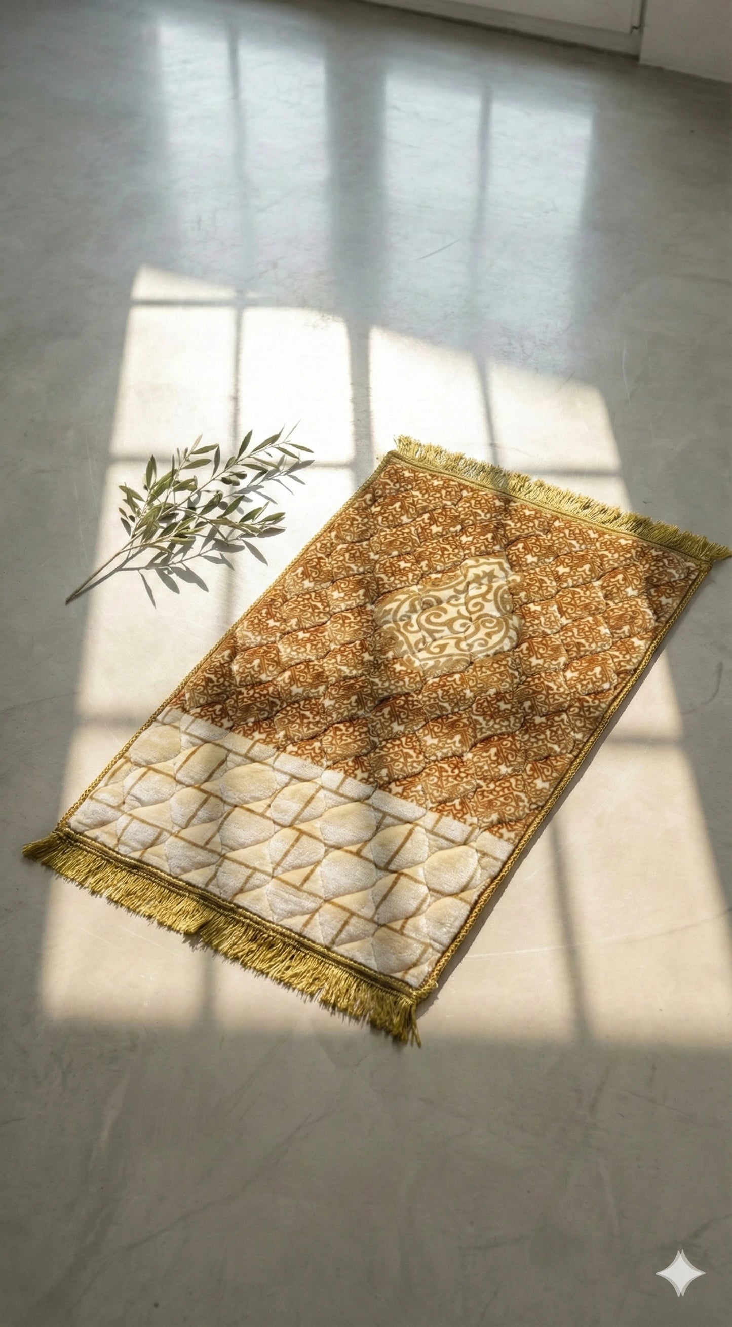 Al-Ihsan Edition Gold Brown Quilted Prayer Mat