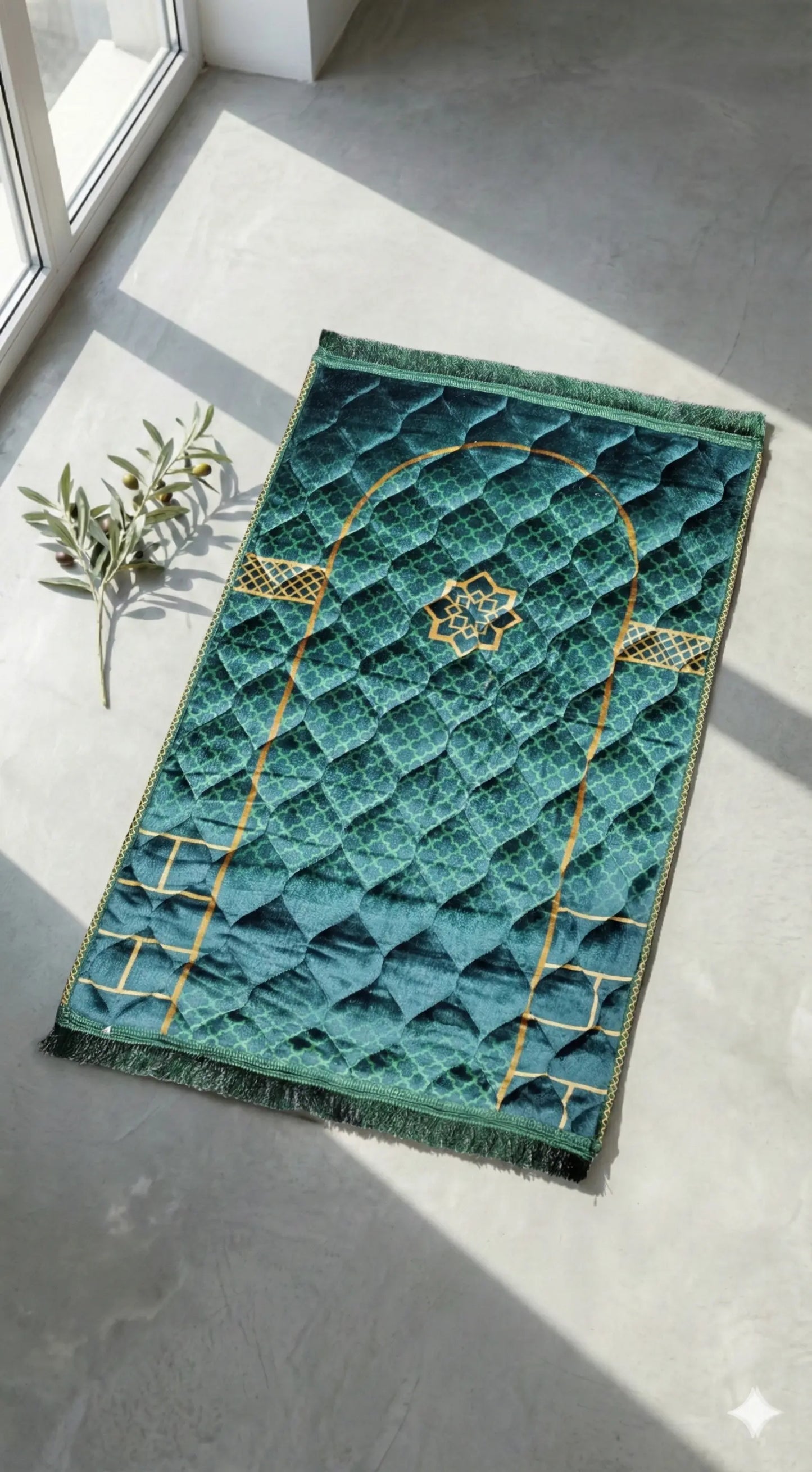 Al-Ihsan Edition Emerald Geometric Quilted Prayer Mat