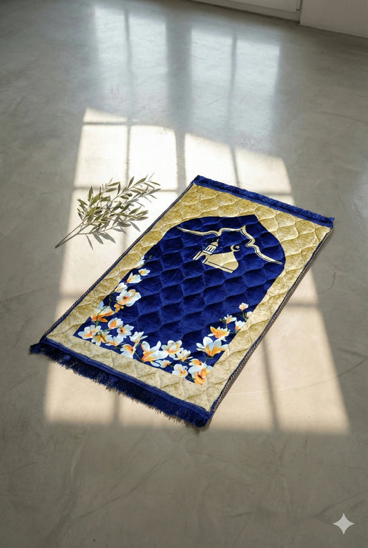 Al-Ihsan Edition Royal Blue Floral Prayer Mat