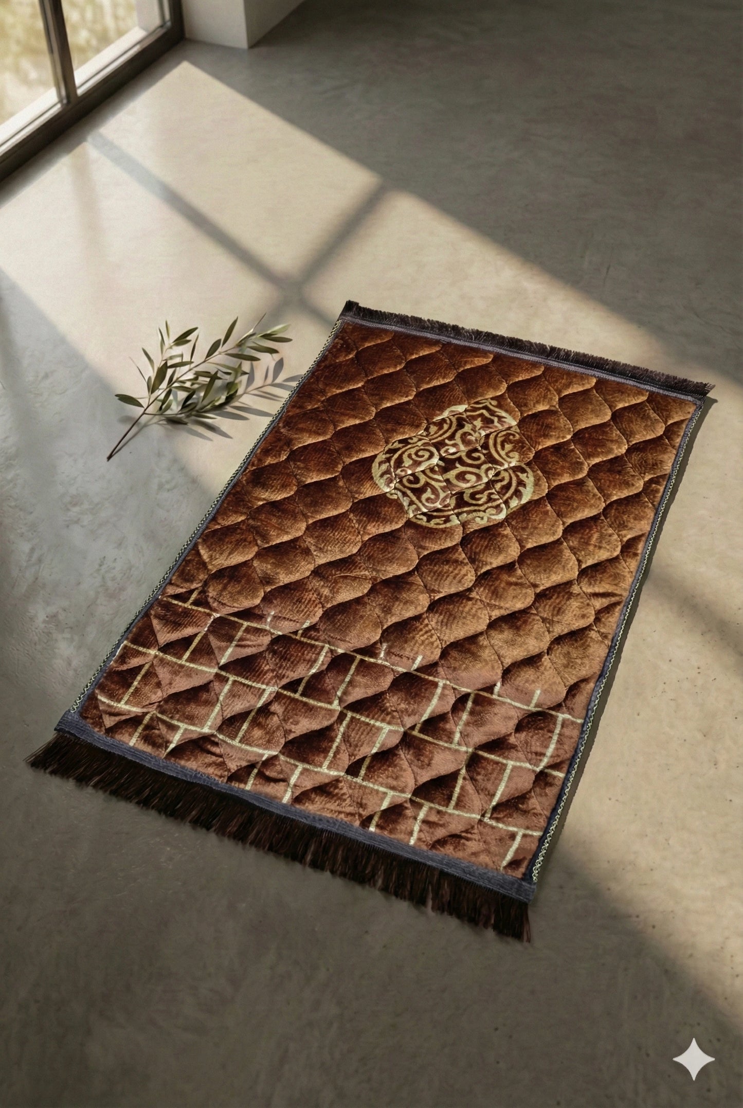 Al-Ihsan Edition Brown Quilted Pattern Prayer Mat