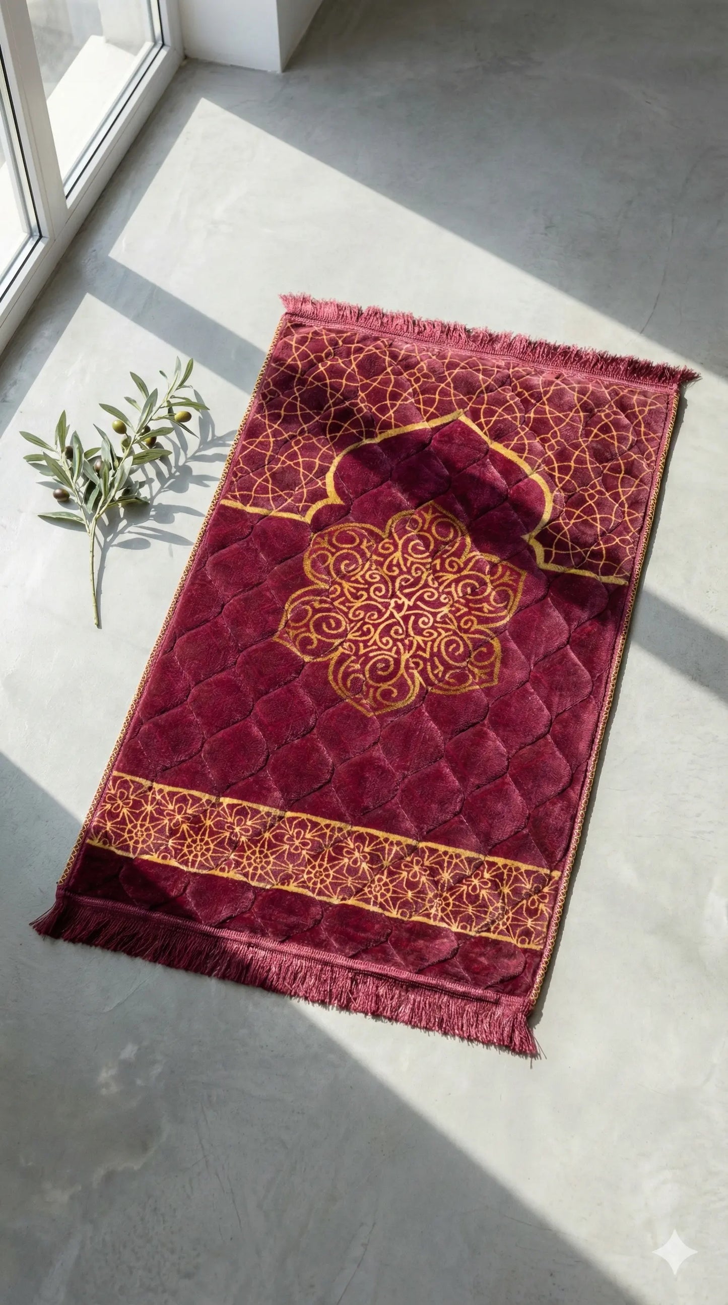 Al-Ihsan Edition Maroon Medallion Quilted Prayer Mat