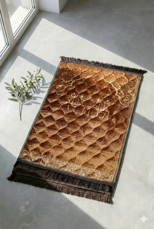 Al-Ihsan Edition Brown Skyline Quilted Prayer Mat