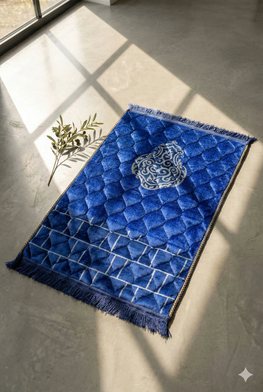 Al-Ihsan Edition Royal Blue Quilted Pattern Prayer Mat