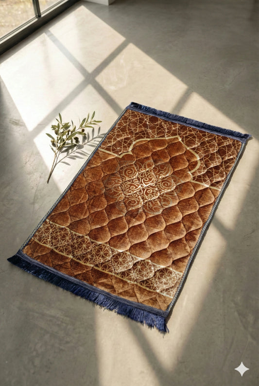 Al-Ihsan Edition Brown Geometric Quilted Prayer Mat