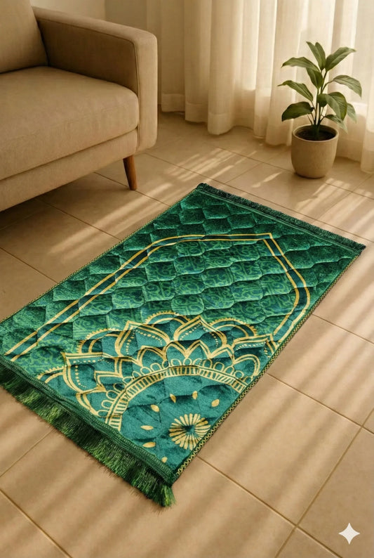 Emerald Green Quilted Prayer Mat
