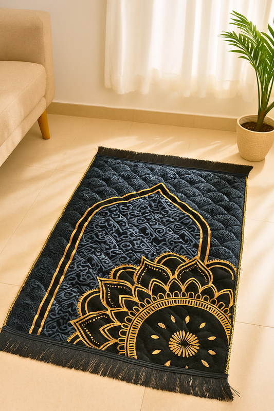 Midnight Gold Velvet Prayer Mat